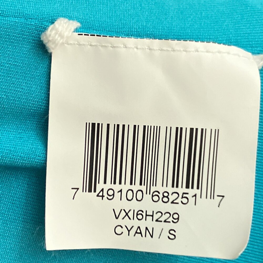 New BCBG MAXAZRIA Small S Cyan Blue Stretch Jersey Draped Pleated Cocktail Dress - Picture 8 of 9